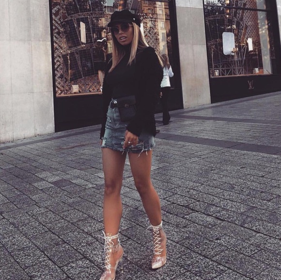 𝙇𝙖𝙨𝙩 𝙎𝙞𝙯 9 🖤Clear in Lov Lace Up Boot He - Picture 5 of 9